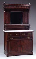 Appraisal: EASTLAKE VICTORIAN MARBLE TOP WALNUT SIDEBOARD The top section having