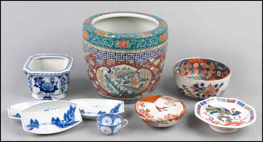 Appraisal: COLLECTION OF CHINESE AND JAPANESE PORCELAIN Comprising a jardiniere set