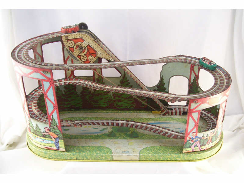 Appraisal: J Chein Tin Litho Roller Coaster Keywind mechanism working with