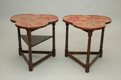 Appraisal: Two Trefoil-Shaped Side Tables