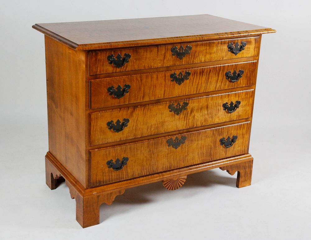 Appraisal: The Federalist American Chippendale Style Four Drawer Tiger Maple Chest