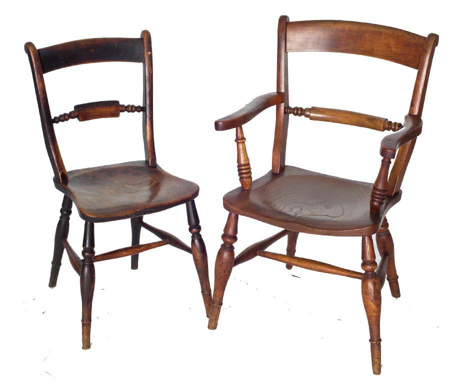 Appraisal: HARLEQUIN SET OF SIX OXFORD ELM WINDSOR CHAIRS EARLY th