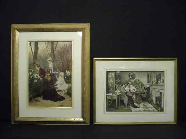 Appraisal: Lot of two th century hand colored engravings First is