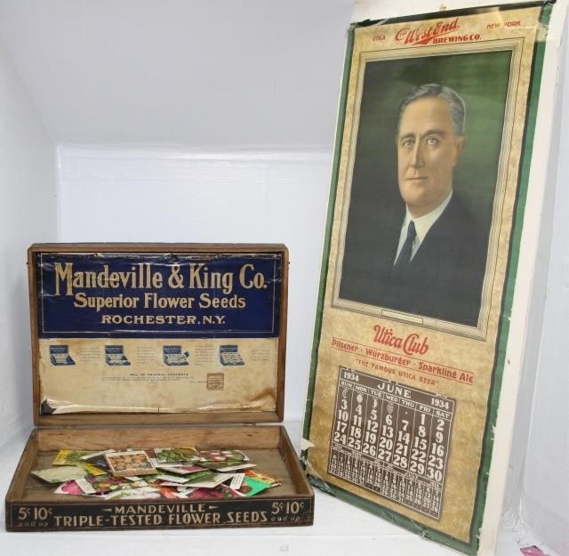 Appraisal: PIECE LOT MANDEVILLE KING CO SUPERIOR FLOWER SEEDS ADVERTISING BOX