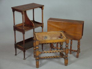 Appraisal: An Edwardian walnut Sutherland table x x cm together with