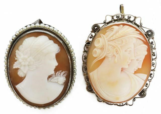 Appraisal: lot of Cameo pendant brooches including beauty in profile in