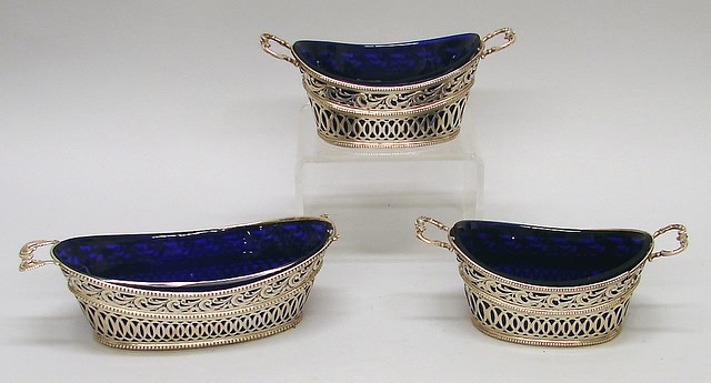 Appraisal: Maker WM in a diamond circa large twin-handled pierced boat-form