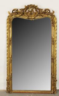 Appraisal: French Louis XV gilt mirror with flowers French Louis XV