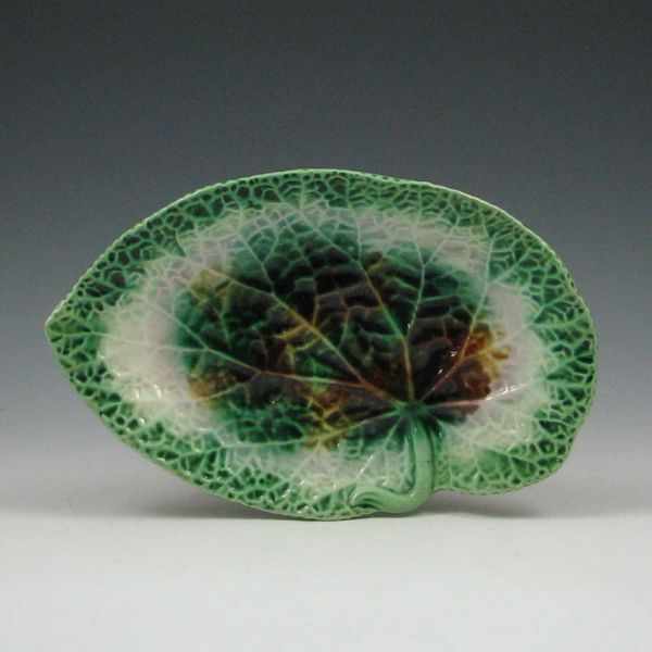 Appraisal: Majolica Begonia Leaf Dish unmarked small glaze chip on the