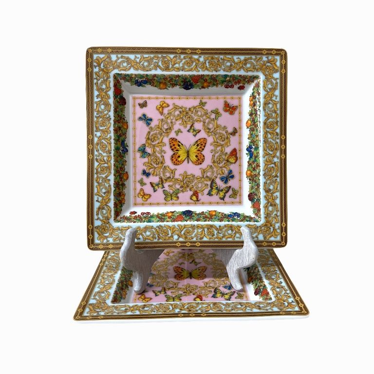 Appraisal: Versace Butterfly Garden Square Trays Rosenthal Versace Butterfly Garden Square