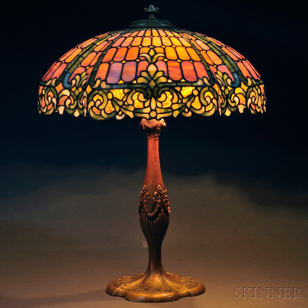 Appraisal: Mosaic Glass Table Lamp Attributed to Duffner Kimberly Art glass