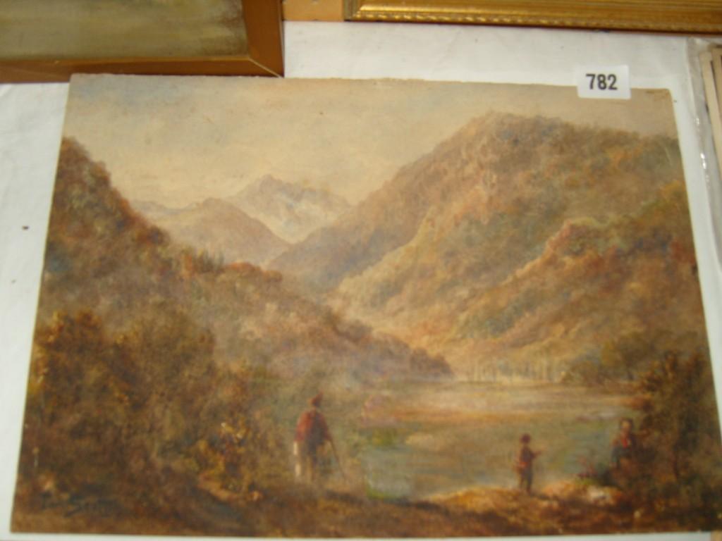 Appraisal: A th century unframed watercolour of a Highland landscape with