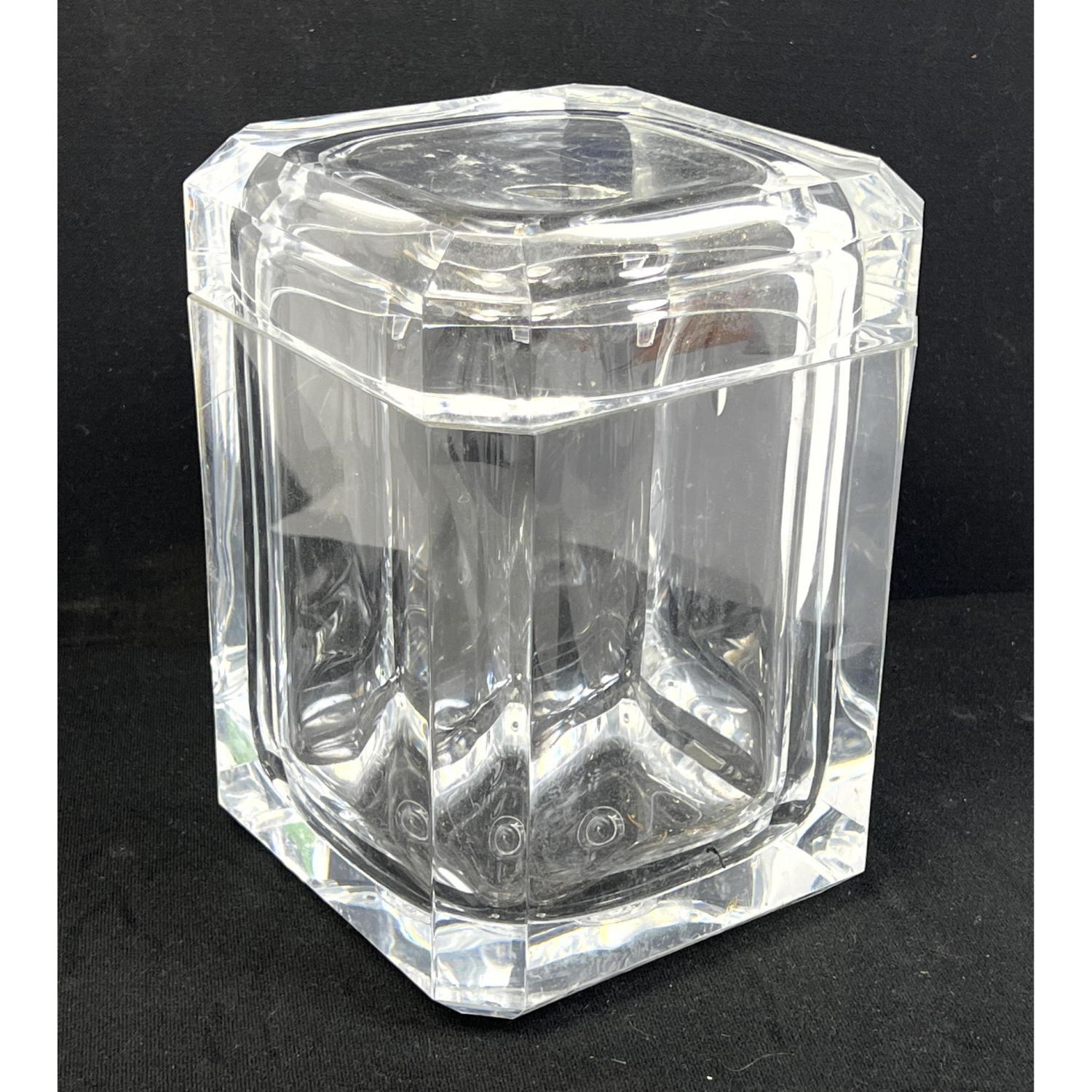 Appraisal: Faceted Modernist Lucite Ice Bucket Albrizzi Style Dimensions H inches