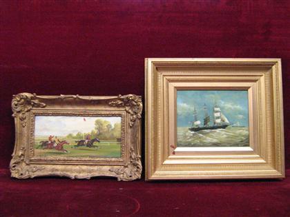 Appraisal: NAUTICAL SCENE th century THREE MASTED SHIP oil on board