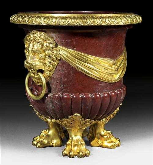 Appraisal: SMALL JARDINIERE AUX TETES DE LIONS late Louis XVI stamped