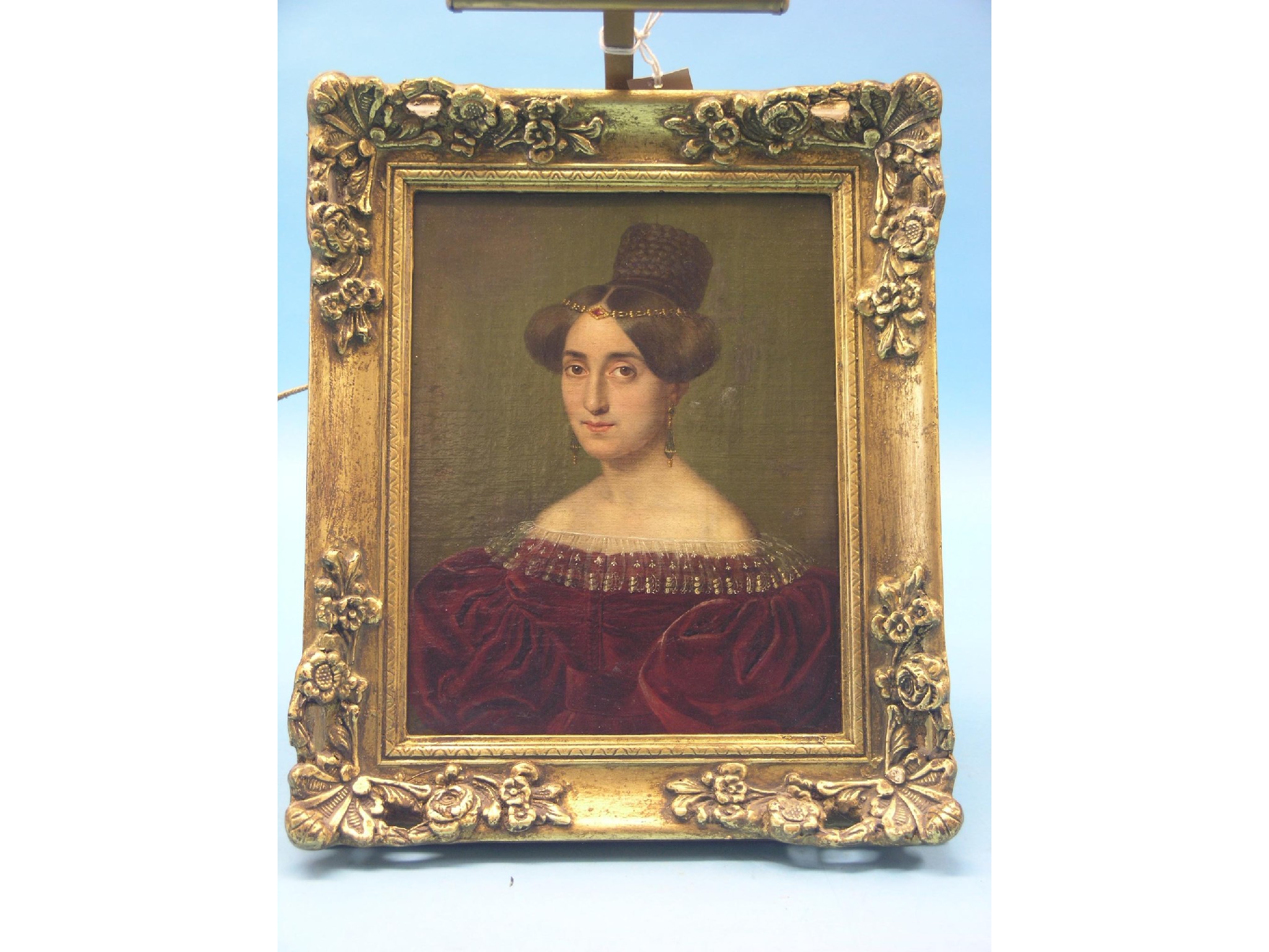 Appraisal: A th century oil on canvas portrait bust of a