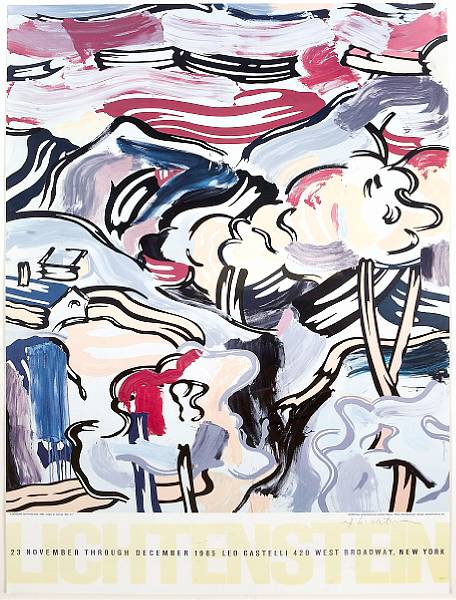 Appraisal: After Roy Lichtenstein Landscape with Red Sky Poster with complimentary