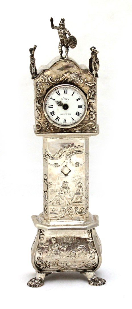 Appraisal: A Dutch model of a miniature long cased clock fitted