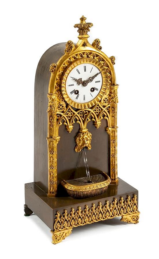 Appraisal: A Charles X Gilt and Patinated Bronze Fountain Clock Height