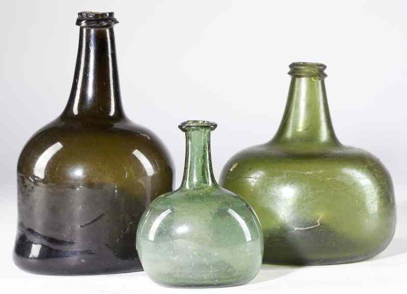 Appraisal: Three Early th century Glass Wine BottlesEnglish or Continental the