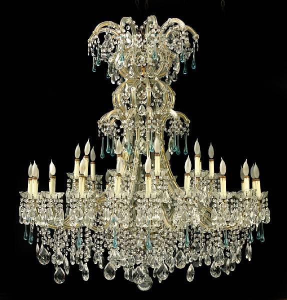 Appraisal: An impressive Neoclassical style cut glass chandelier th century The