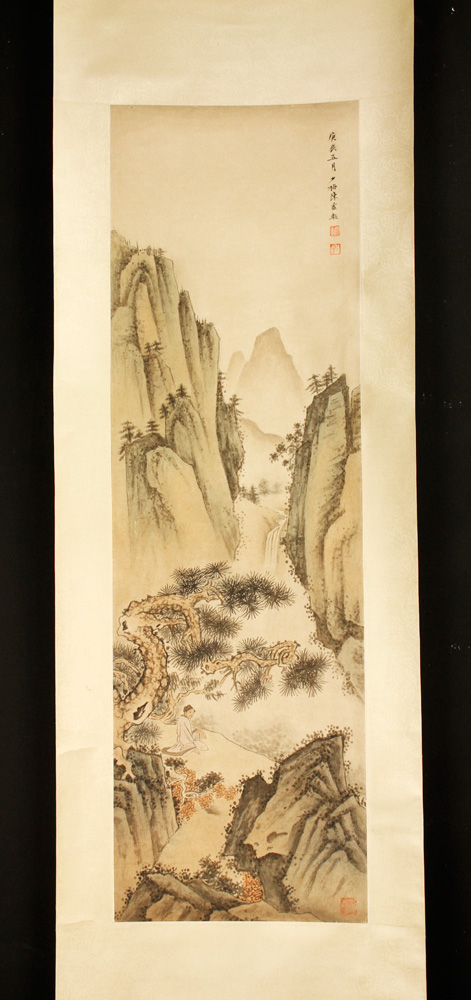 Appraisal: - Chinese Scroll W C Scroll watercolor painting China of