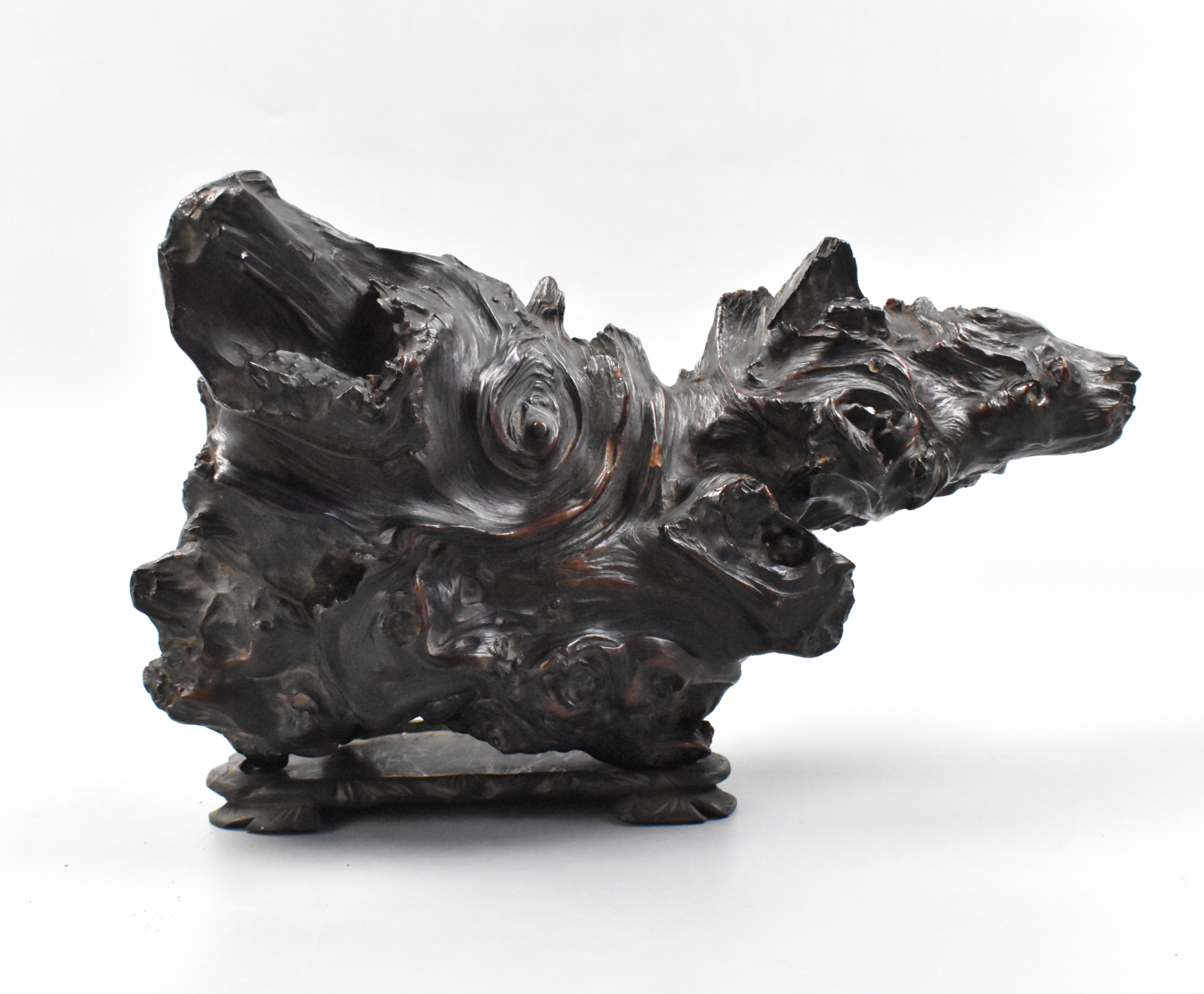 Appraisal: A Chinese scholar root wooden sculpture A gnarled shape on