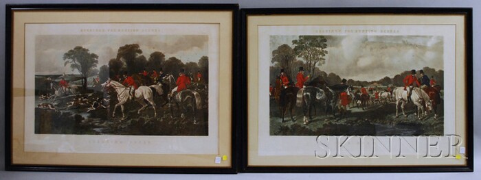 Appraisal: Two Framed Hand-colored Engravings from Herring's Fox-Hunting Scenes Breaking Cover