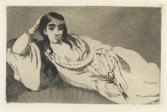 Appraisal: EDOUARD MANET Odalisque Etching and aquatint printed in sepia on