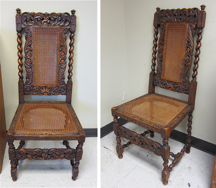 Appraisal: PAIR OF CARVED OAK SIDE CHAIRS English early th century