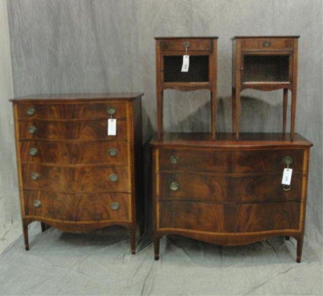 Appraisal: CHARAK Mahogany Bedroom Set Hi chest low chest and a