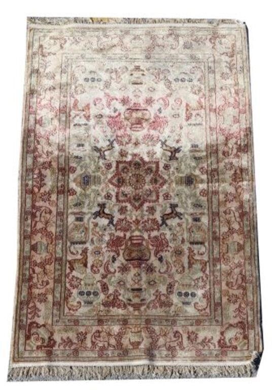 Appraisal: Chinese silk rug fading and tonal variation approx ' l