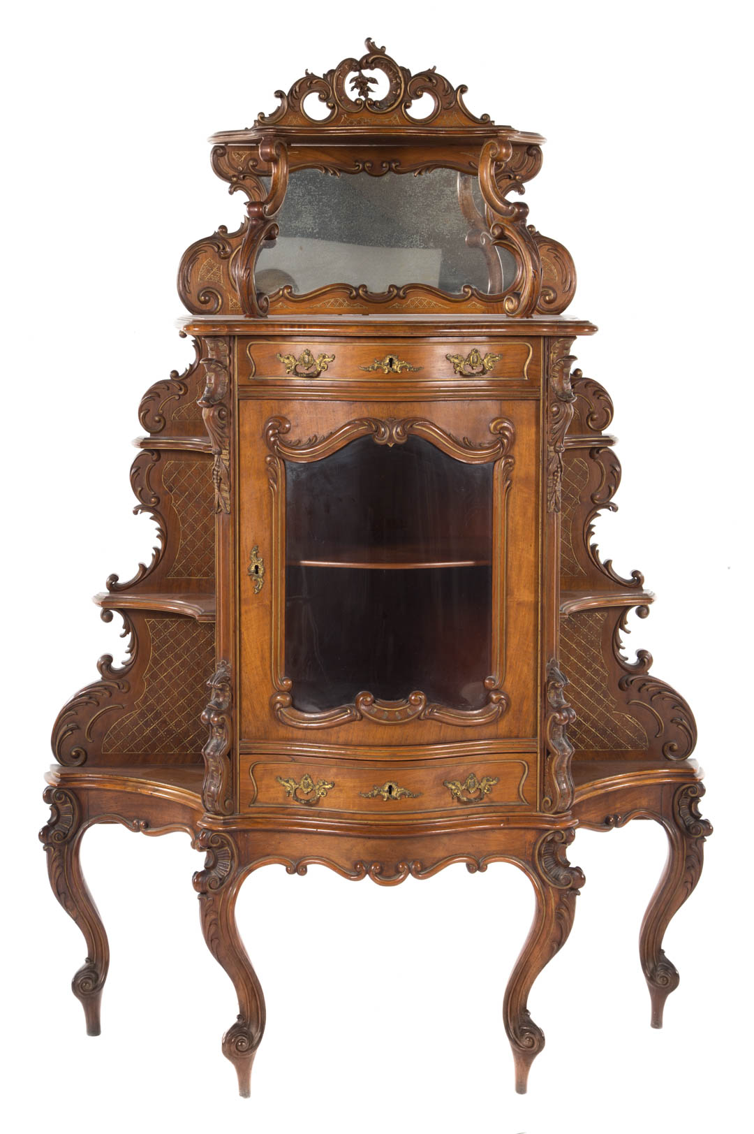 Appraisal: American Rococo Revival walnut etagere third quarter- th century top