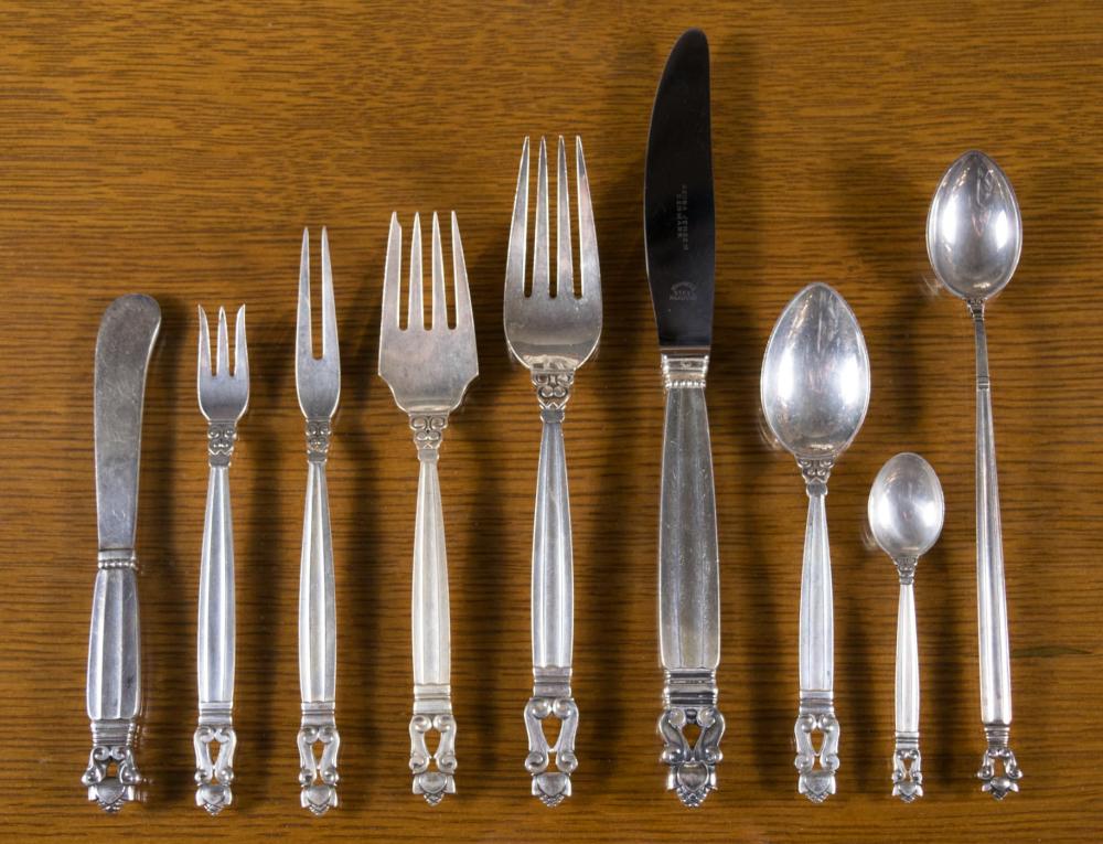 Appraisal: GEORG JENSEN STERLING SILVER FLATWARE SET The Georg Jensen Co