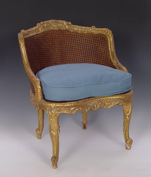 Appraisal: th C FRENCH BERGERE LOW BACK CHAIR Finely carved and