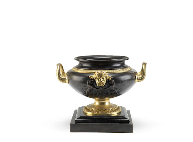 Appraisal: A late th century French gilt and patinated bronze urn