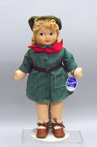 Appraisal: Cloth Tagged Georgene Doll Girl Scout s - s molded