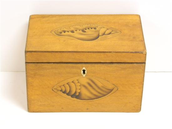 Appraisal: th C tea caddy conch shell inlay on front and