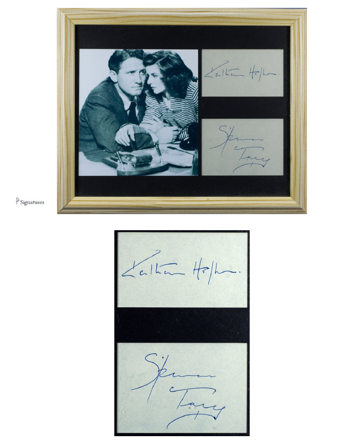 Appraisal: Spencer Tracy Katherine Hepburn Framed Montage With Signatures to the