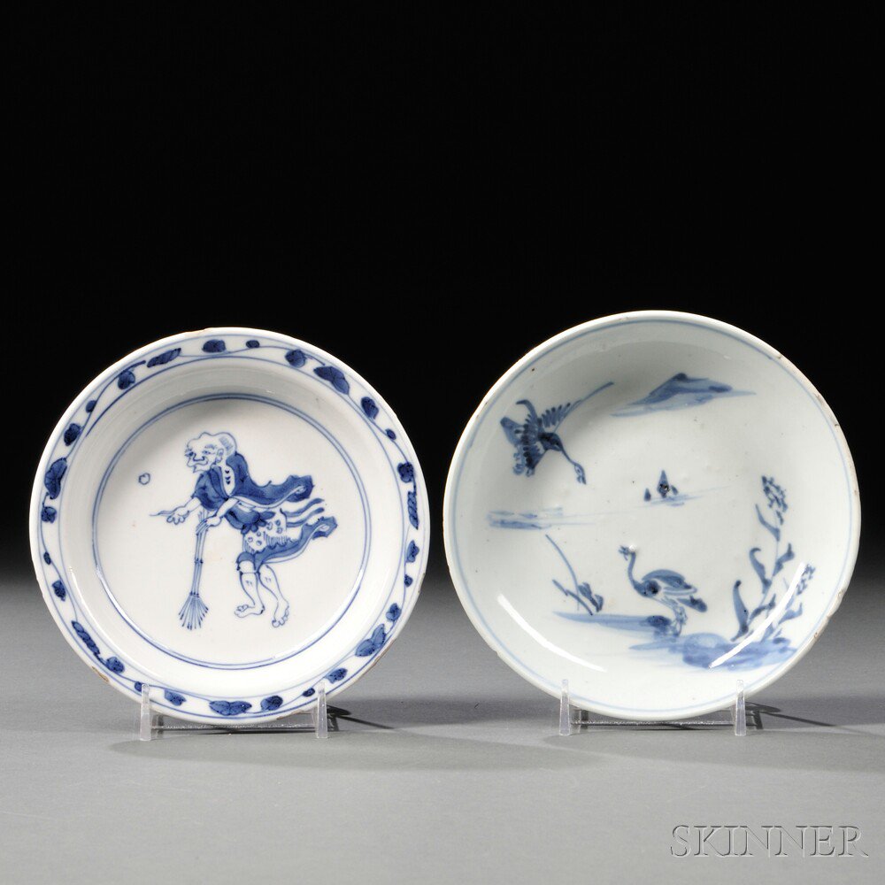 Appraisal: Two Kosometsuke Dishes China late Ming Dynasty one depicting two