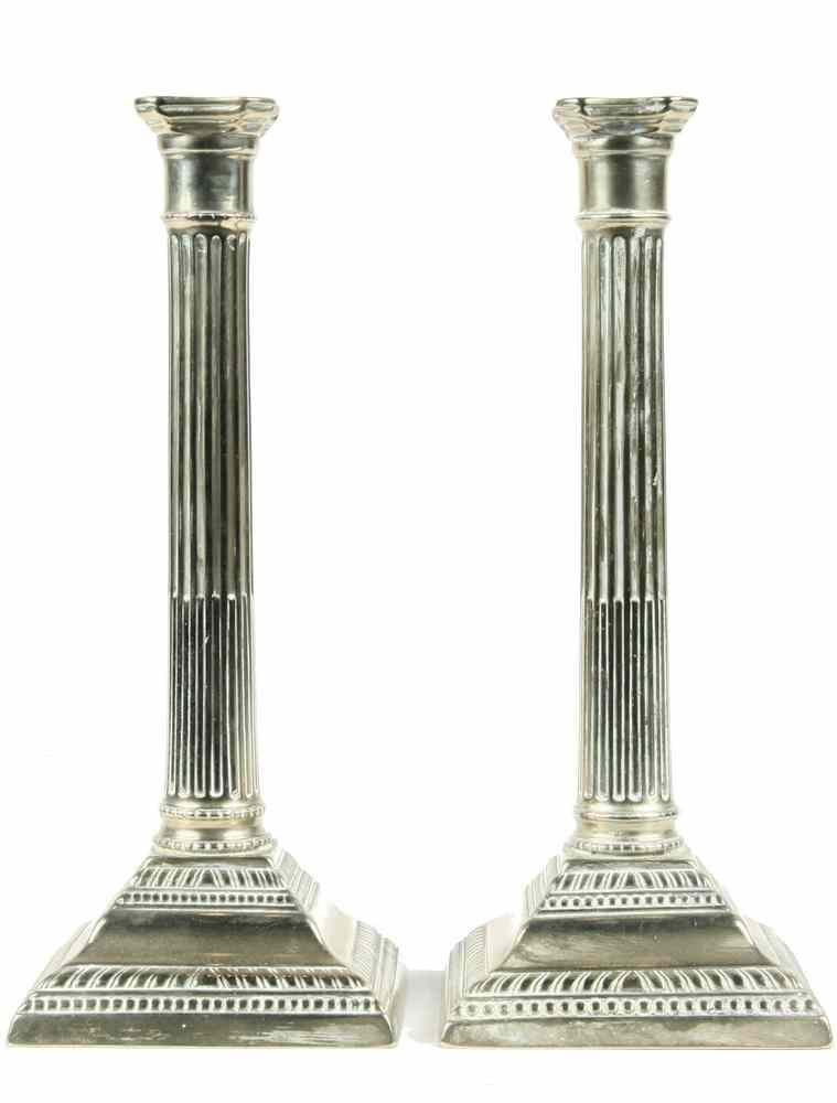 Appraisal: PAIR TH C CANDLESTICKS - Cast Paktong Candlesticks ca -