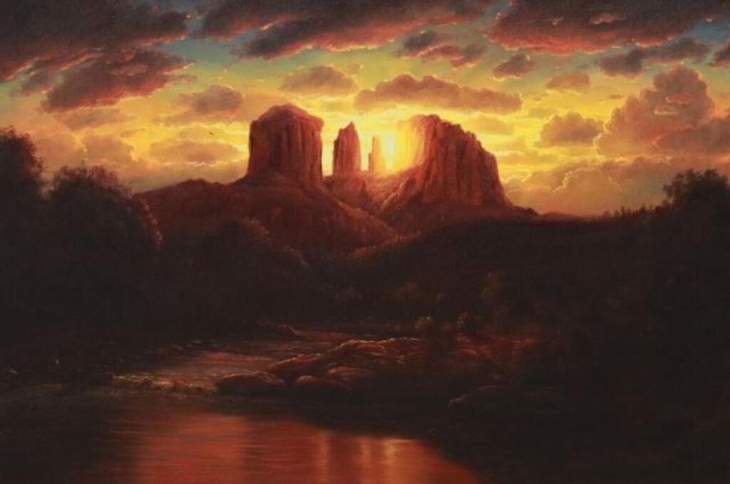 Appraisal: Framed oil painting on canvas Sunrise Monument Valley signed lower