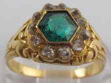 Appraisal: A yellow metal tests carat gold hexagonal cut emerald and