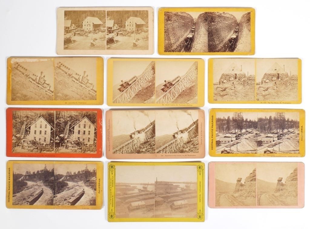 Appraisal: Eleven real-photo stereoview cards covering both ends of the country