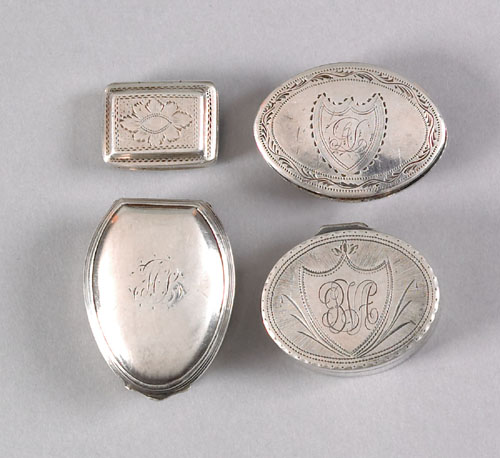 Appraisal: Four silver vinaigrettes early th c