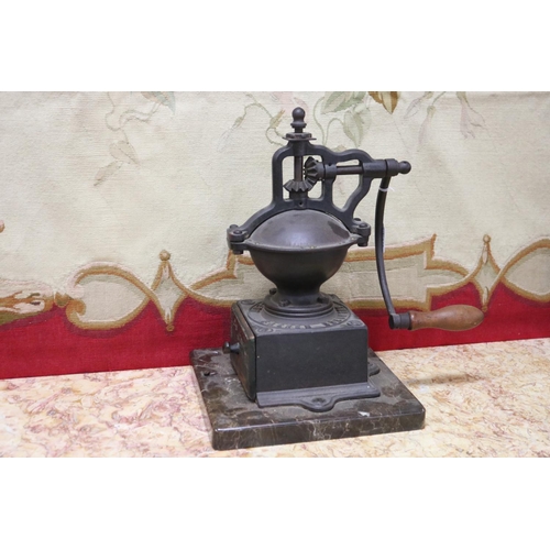 Appraisal: Antique French grinder on marble base marked Peugeot approx cm