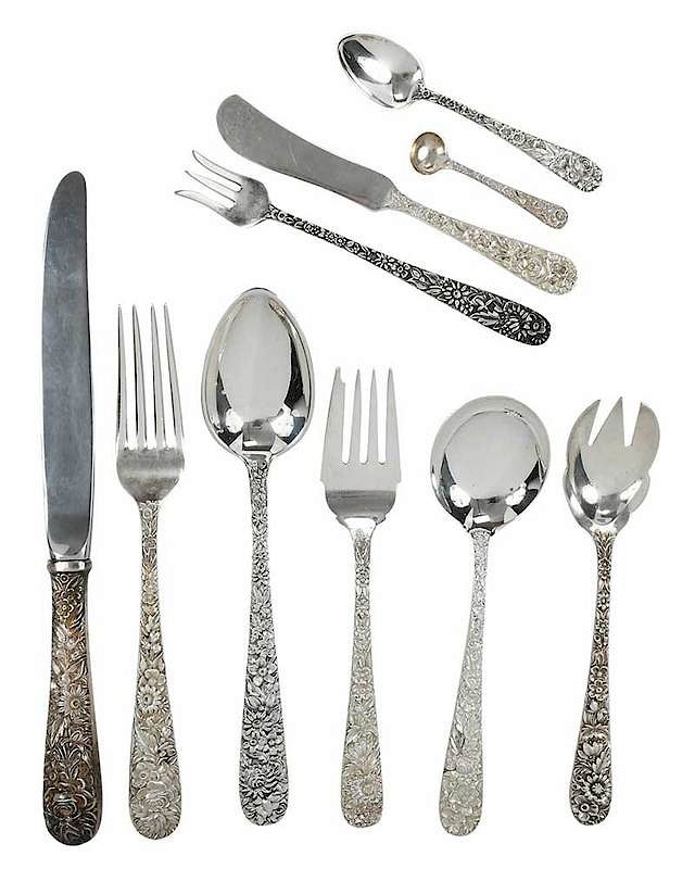 Appraisal: Kirk Repousse Sterling Flatware Pieces American th century including fifteen