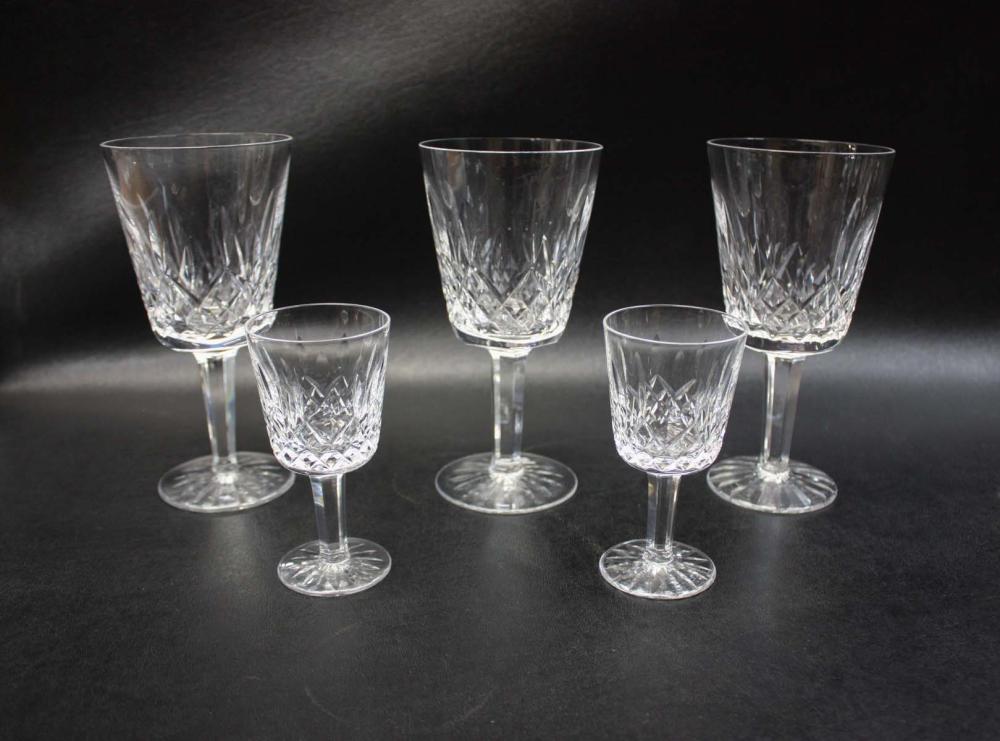 Appraisal: WATERFORD LISMORE CUT CRYSTAL STEMWARE pieces comprised of water goblets