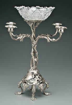 Appraisal: American coin silver epergne four vine form arms and feet