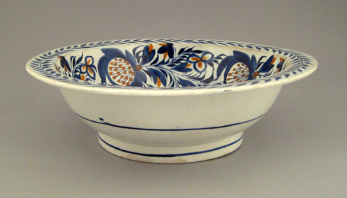 Appraisal: Pearlware wash bowl th c with blue and orange floral